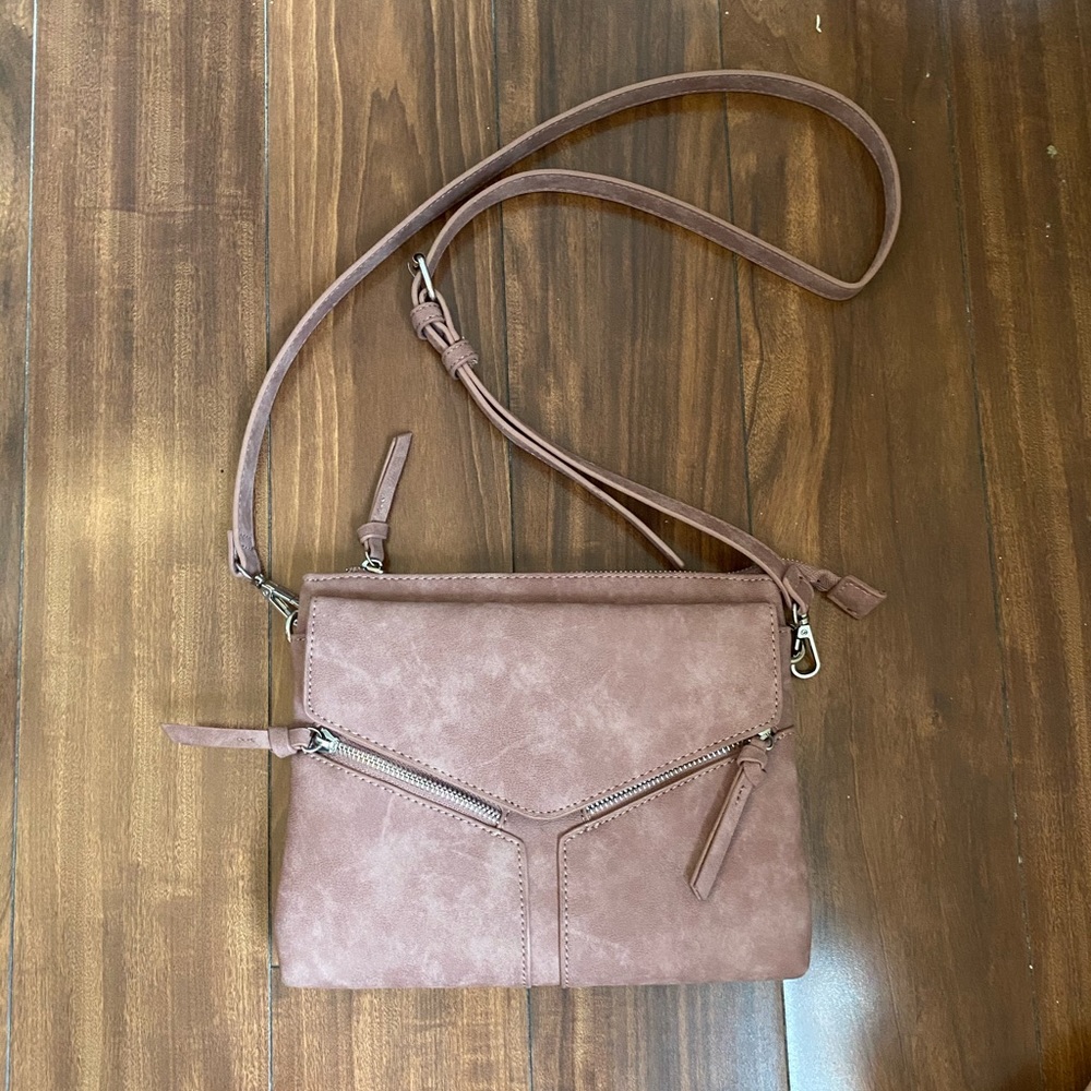 ROSE PINK FREE PEOPLE SUEDE CROSSBODY BAG
